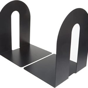 Heavy Duty 10" Bookends, Non-Skid Base, Black, Pair