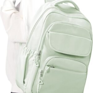 Cute School Backpack for Teens Girls Boys Waterproof School Bag Basic Backpack for College Students Multi Pocket Backpack Lightweight Casual Daypack Backpacks for Women Men（MintGreen）