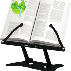 Book Stand, Adjustable Book Stand for Reading, Foldable Book Hoder Stand for Book Lovers Gifts  Stand with Elastic Page Clips for Textbook, Tablets, Laptops