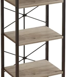 5 Tier Bookcase with Charging Station, Small Bookshelf Industrial Bookcase Storage Shelf, Boocase Organizer for /Movie/Book Displaying, Bookshelves for Bedroom Office Living Room