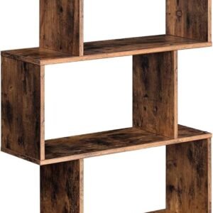 Bookcase, 5-Tier Bookshelf, Display Shelf and Room Divider, Freestanding Decorative Storage Shelving, Rustic Brown , 27.6”L x 9.4”W x 62.6”H (70 x 24 x 159 cm)