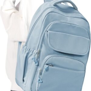 Cute School Backpack for Teens Girls Boys Waterproof School Bag Basic Backpack for College Students Multi Pocket Backpack Lightweight Casual Daypack Backpacks for Women Men（Blue）