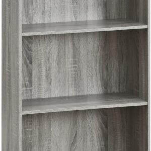 Basic 3-Tier Bookcase Storage Shelves, French Oak Grey
