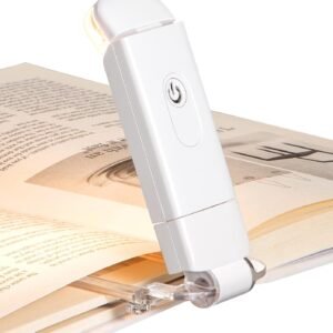 USB Rechargeable Book Reading Light, 3000K Warm White, Brightness Adjustable Clip on LED Bookmark Lamp at Night in Bed, Portable Booklight for Bookworms, Kids