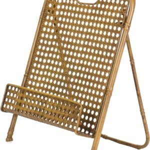13.5 x 10 inch Decorative Foldable Metal Wire Bamboo  Stand & Recipe Holder, Aged Gold
