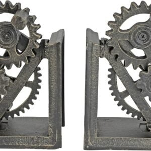 Industrial Gear Steampunk Decor Bookends, 15 Inch, Set of Two, Multicolored