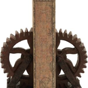 Decorative Bookend Gear Book Ends Industrial Science Rustic Vintage Unique Heavy Steampunk Statues Bookshelves Stopper Support Home Decor Accents
