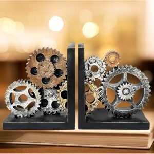 Decorative Bookends Gear Book Shelves Stoppers Holder Nonskid Shelf Heavy Ends Supports Vintage Industrial Modern Art Office Decor Statues Sculptures